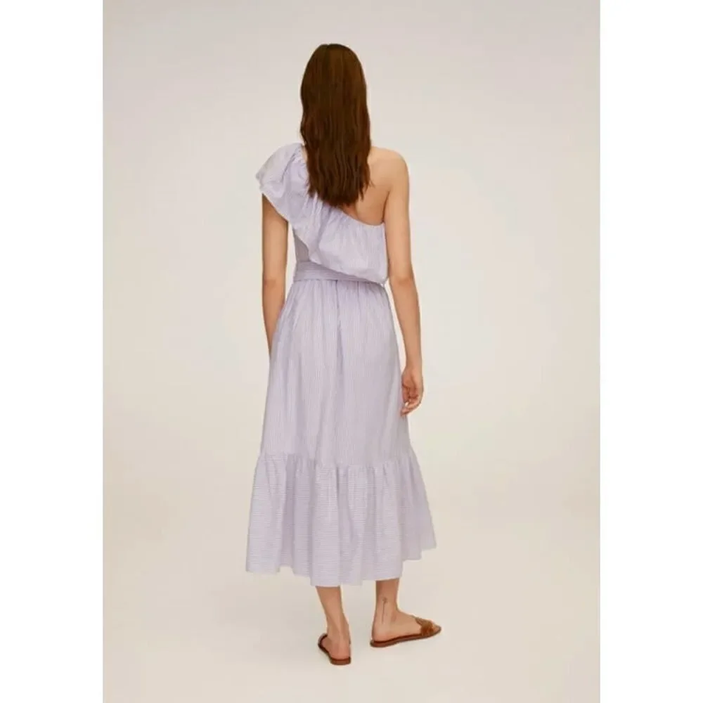 Mango Asymmetric Belted Striped Cotton Dress - Picture 5 of 5